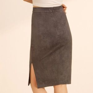 Aritzia Wilfred Free Faux/vegan Suede Midi Skirt Size 2